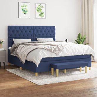 vidaXL Vidaxl - Cama Box Spring Con Colch&oacute;n Tela Azul 160x200 Cm