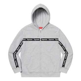 SUPREME FW19 Week 9 Text Stripe Zip Up Hooded Sweatshirt SUP-FW19-848