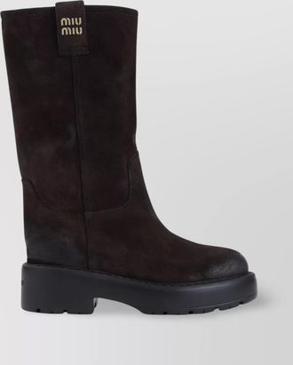 Miu Miu suede calf-length boots