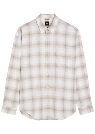 BOSS Boss Cody Checked Cotton-poplin Shirt - White - XL
