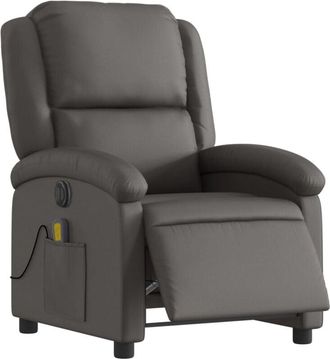 vidaXL Vidaxl - Sillón reclinable de masaje eléctrico cuero auténtico gris