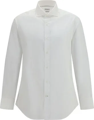 Brunello Cucinelli White Cotton Dress Mens Shirt
