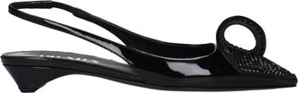 Prada Black Leather Flat Womens Sandals