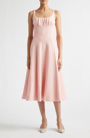 Emilia Wickstead Collins Gathered Wool Crepe A-Line Dress in Light Pink at Nordstrom, Size 12