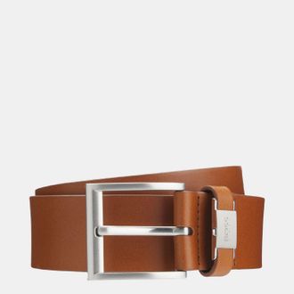 HUGO BOSS Accessories Boss Connio Italian Leather Belt in Brown