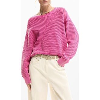 Desigual Fine Gauge Crewneck Sweater in Pink at Nordstrom, Size X-Large