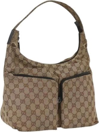 Gucci Pre-owned Shoulder Bags, female, Beige, Size: ONE SIZE Pre-owned GG Canvas Shoulder Bag