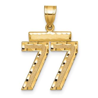 Diamond2Deal 14k Yellow Gold Medium Diamond-cut Number Charm Pendant