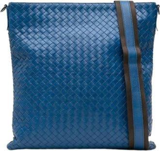 Bottega Veneta Pre-owned Woven Nappa Crossbody Bag - Dames - Vintage Schoudertas - Blauw - ONE Size - Leer - Vintage