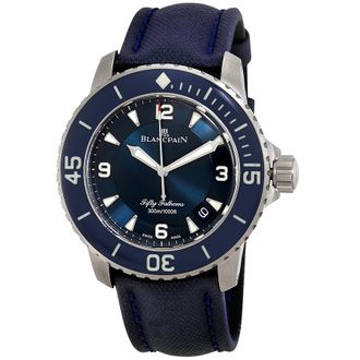 Blancpain Pre-owned Blancpain Fifty Fathoms Automatic Blue Dial Mens Watch 5015-12b40-98