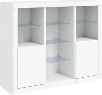 vidaXL Sideboards with led Lights 3 pcs White Engineered Wood Vidaxl