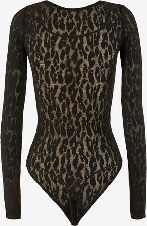 Wolford Bootsausschnitt Body mit Tiermuster