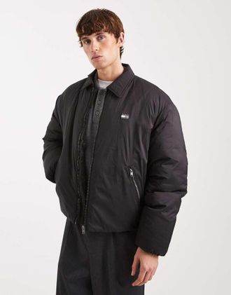 Tommy Jeans Giacca bomber nera imbottita con colletto-Nero