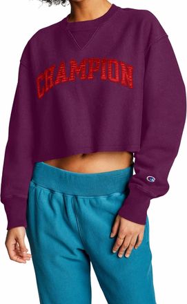 Champion Vintage Wash Reverse Weave Cropped Sweatshirt In Venetian Purple