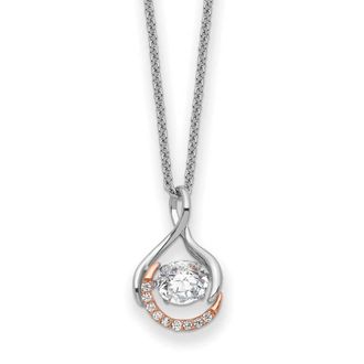 Diamond2Deal Sterling Silver Rose-tone CZ Warm Embrace Necklace 18