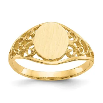 Diamond2Deal 14k Yellow Gold Satin Open Back Filigree Signet Ring