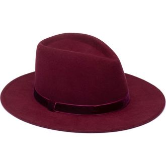 Eugenia Kim Velvet Trim Wool Fedora Hat in Bordeaux at Nordstrom Rack