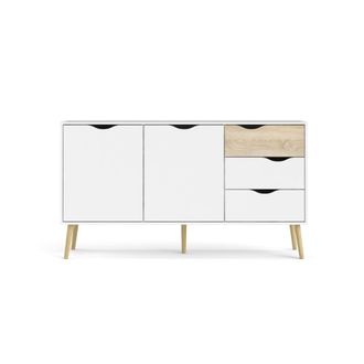Calicosy Aparador 2 puertas 3 cajones efecto blanco y roble l147,2 cm