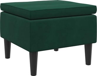 vidaXL Taburete Con Patas De Madera Terciopelo Verde Oscuro Vidaxl