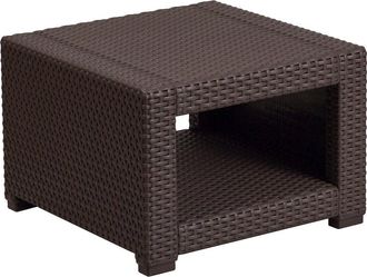 Flash Furniture Chocolate Brown Faux Rattan End Table