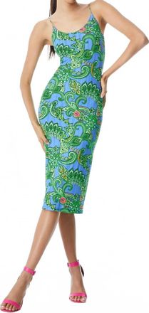 Alice & Olivia Delora Spaghetti Strap Midi Dress In Spring Paisley Palace Blue