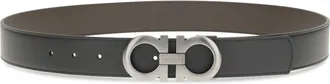 Ferragamo Mens Double Belt Black Calf Leather Bos Taurus E Braces