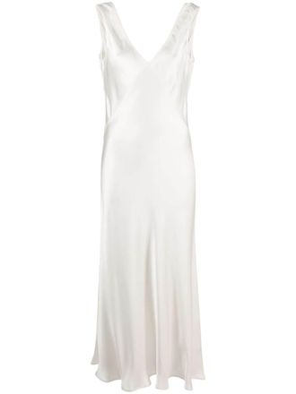 Asceno Bordeaux silk slip dress - White