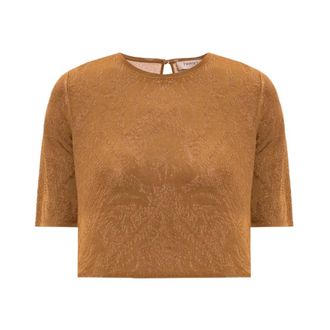 Twinset Top met geweven patroon - Dames - Blouses - Bruin - M - Overhemden