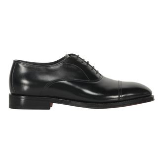 Santoni Business Shoes, male, Black, Size: 9 1/2 US Shiny Leather Lace-up Shoes