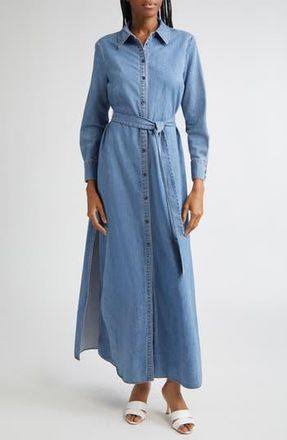 Alice & Olivia Chassidy Denim Maxi Shirtdress in Peyton Vintage Blue at Nordstrom Rack, Size X-Small
