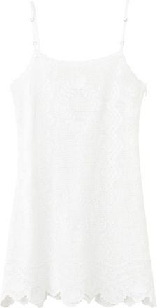 Mango Scalloped Crochet Cotton Minidress in White at Nordstrom, Size 6