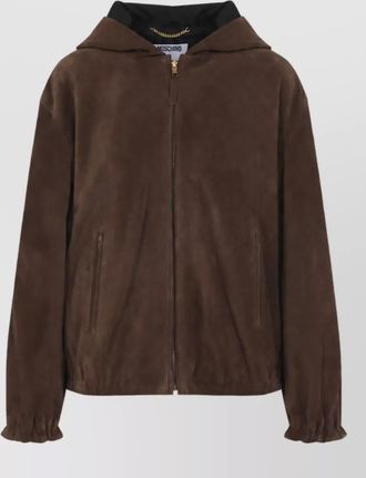 Moschino suede leather hooded oversized jacket