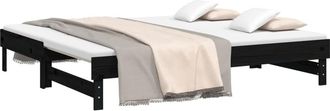 vidaXL Vidaxl - Sof&aacute; Cama Extra&iacute;ble Madera Maciza De Pino Negro 2x(75x190) Cm