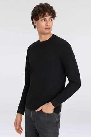 Replay Longsleeve REPLAY, Herren, Gr. L, schwarz, Strick, Obermaterial: 100% Baumwolle, unifarben, regular fit normal, Rundhals, breiter Bund, Shirts Longsle