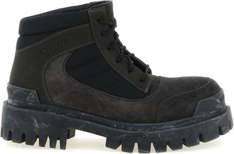 Balenciaga Brown Solid Lace Up Boots