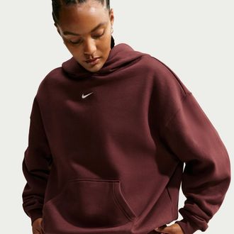 Nike Womens Studio Fleece Medium Weight Oversized Pullover Hoodie in Purple | IM8502-658