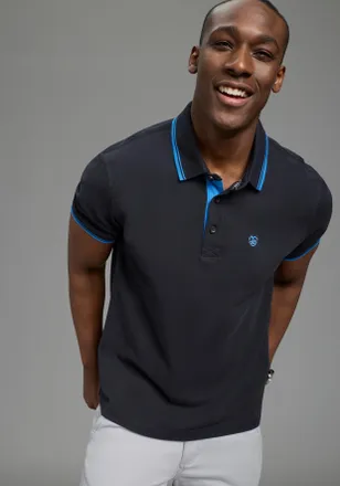 DELMAO Poloshirt DELMAO Neue Kollektion, Herren, Gr. 4XL (68/70), dunkelblau, Piqu&eacute;, Obermaterial: 100% Baumwolle, kontrastfarbene Details, normal, angesetzt