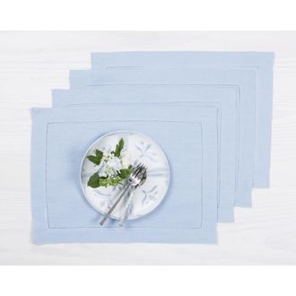 Solino Home Linen Placemats - Classic Hemstitch, 14 x 19 in Sky Blue at Nordstrom, Size Medium