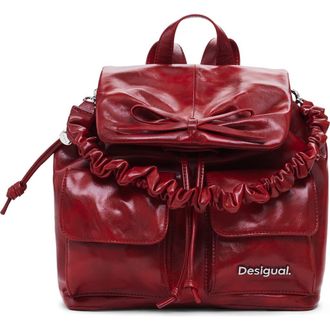 Desigual Bow Accent Faux Leather Backpack in Red at Nordstrom