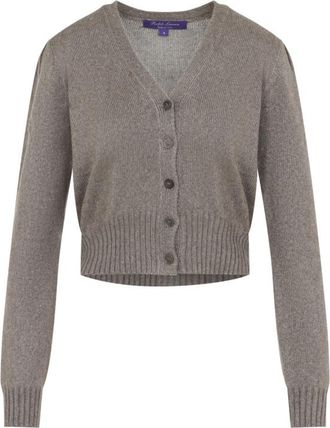 Ralph Lauren Collection Grey Solid V Neck Cardigan