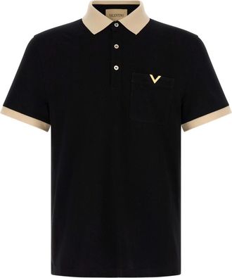 Valentino Garavani Polo shirt van katoen piqu&eacute; - Heren - Polos - Zwart - S - Katoen - Tops
