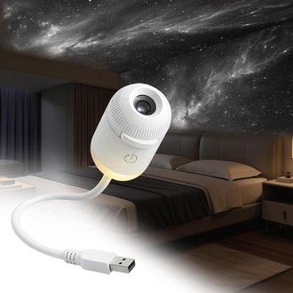 OEM Proyector De Estrellas Y Luz Nocturna 2 En 1, Color Blanco, Proyector Usb Flexible De 360&deg;, Tema De La V&iacute;a L&aacute;ctea Y La Galaxia
