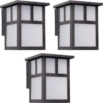 Forlight Aplique de Pared Estilo Japonés E27 Marrón Óxido (3uds) Osaka