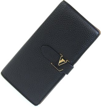 Louis Vuitton Noir Leather Long Wallet (Bi-Fold) (Pre-Owned)
