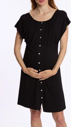 Cache Coeur Louna Maternity and Nursing Nightdress in Black at Nordstrom, Size Xx-Large