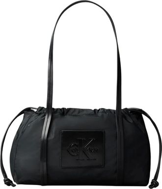 Calvin Klein Bolso Satchel de Nylon con Cord&oacute;n - Bags - Mujer - Negro - ONE SIZE