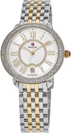 Michele Serein Mid Two-Tone 18k Gold Diamond Womens Watch MWW21B000138