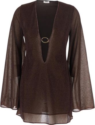 Os&eacute;ree Kleedjes, Dames, Bruin, M, Lumi&egrave;re Ring-Detail Kaftan