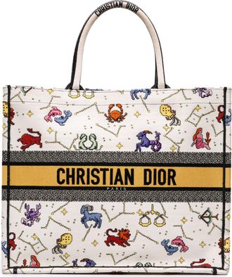 Dior Pre-owned Womens Book Tote Zodiac Print - Cream Textile - One Size