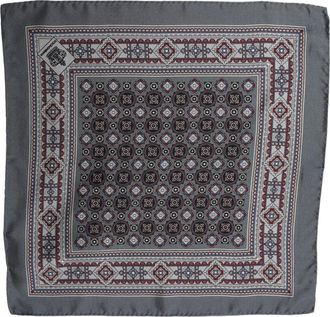 Dolce & Gabbana Geometric Medallion Silk Pocket Square - Gray